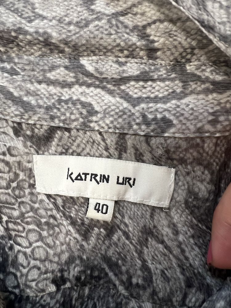 Koszula tunika print węża jedwab 100% wzór zwierzęcy długa