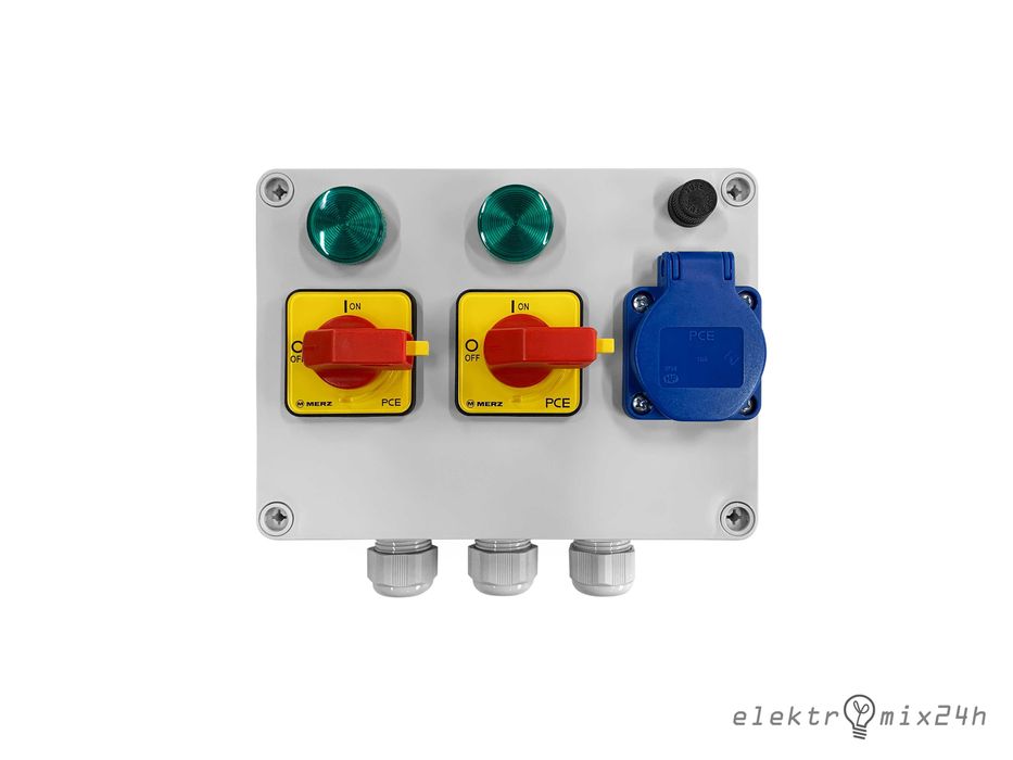 Rozdzielnica elektryczna z wyłącznikami zasilania, gniazdo 1x16A 230V