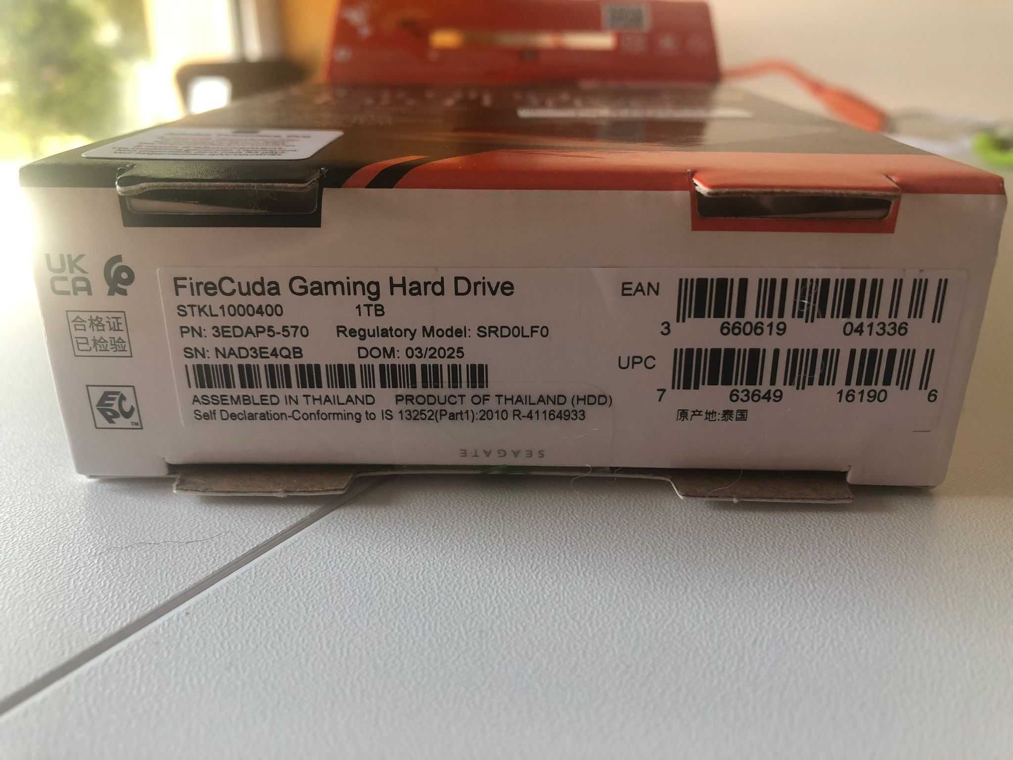 HD Disco Rígido Externo Seagate Game FireCuda 1TB – NOVO NA CAIXA