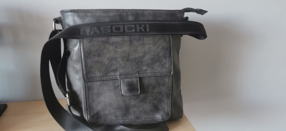 Listonoszka męska, skóra, stan idealny, Lasocki