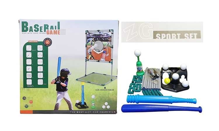 Zestaw gier ZG 2in1 baseball z wyrzutnią i matą do łapania piłek 3+