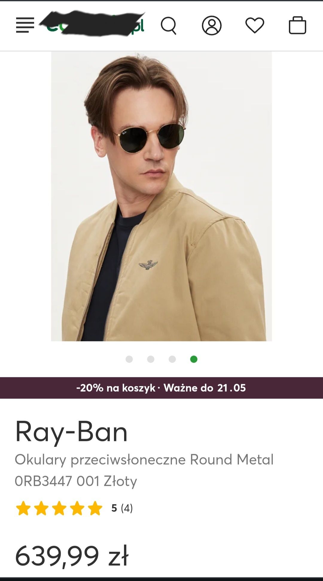 Ray Ban Oryginalne nowe Okulary przeciwsłoneczne