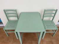 Conjunto mesa+2 cadeiras madeira