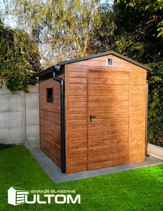 Garaż 2x3m schowek blaszany drewnopodobny z bramą uchylną - PRODUCENT