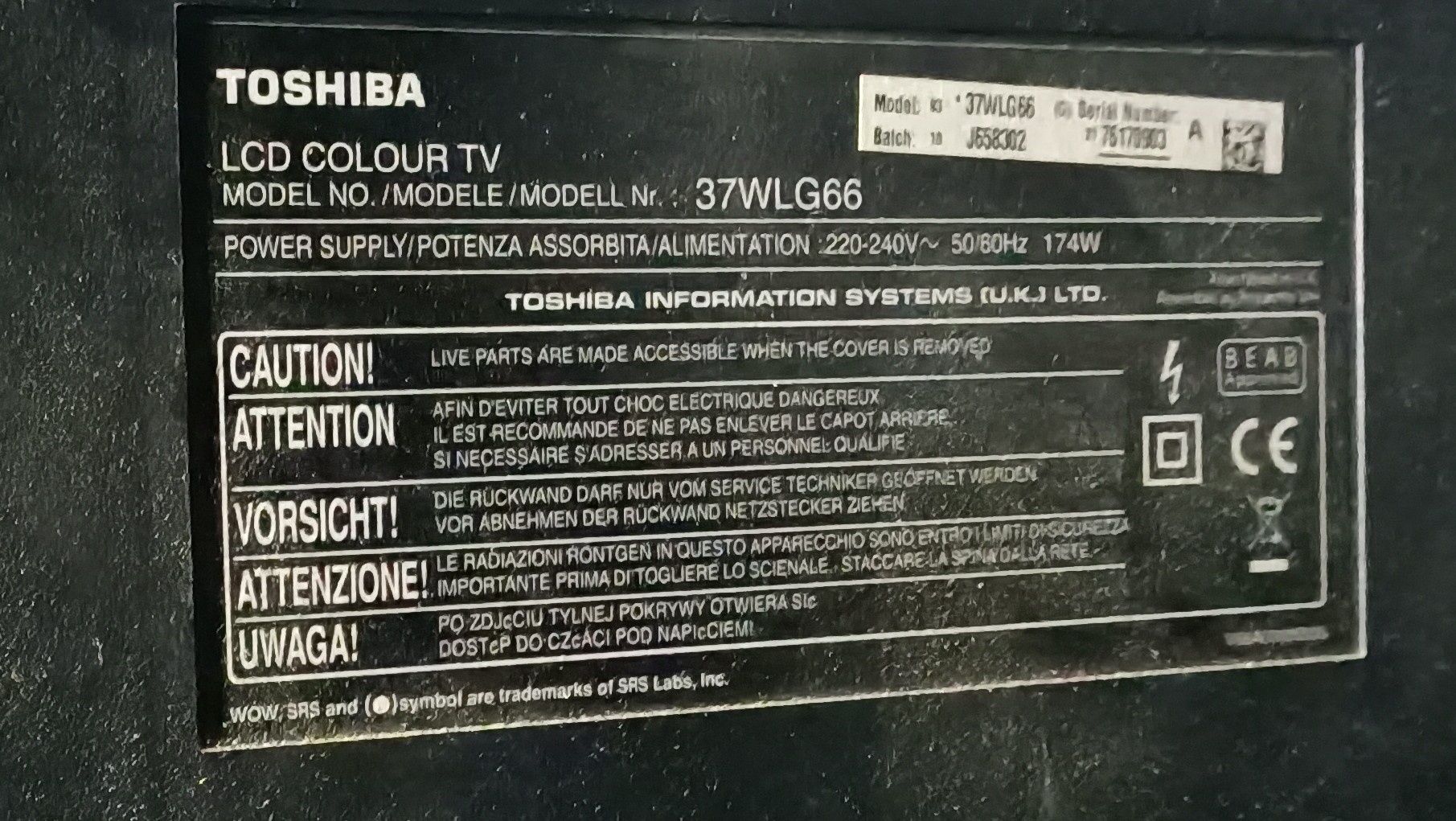 Telewizor LCD Toshiba colour 37"