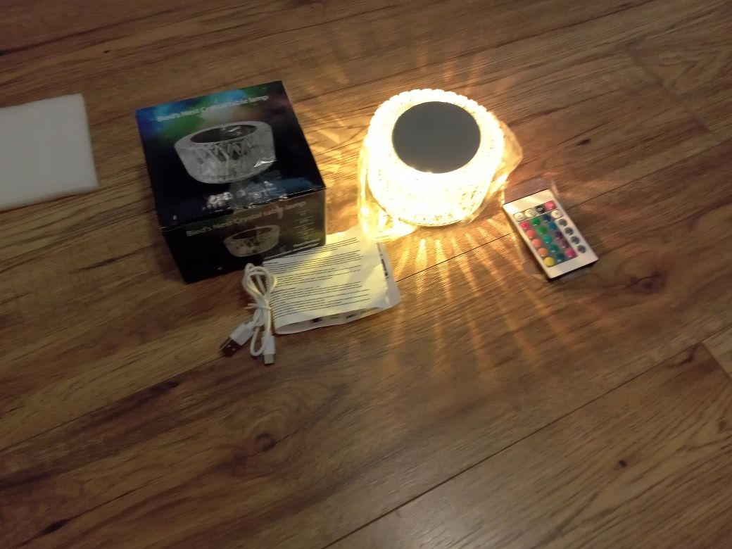 2 szt. Lampa kryształ nocna stołowa LED RGB USB PILOT