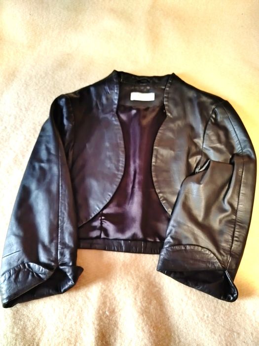 Пиджак кожаный укороченный