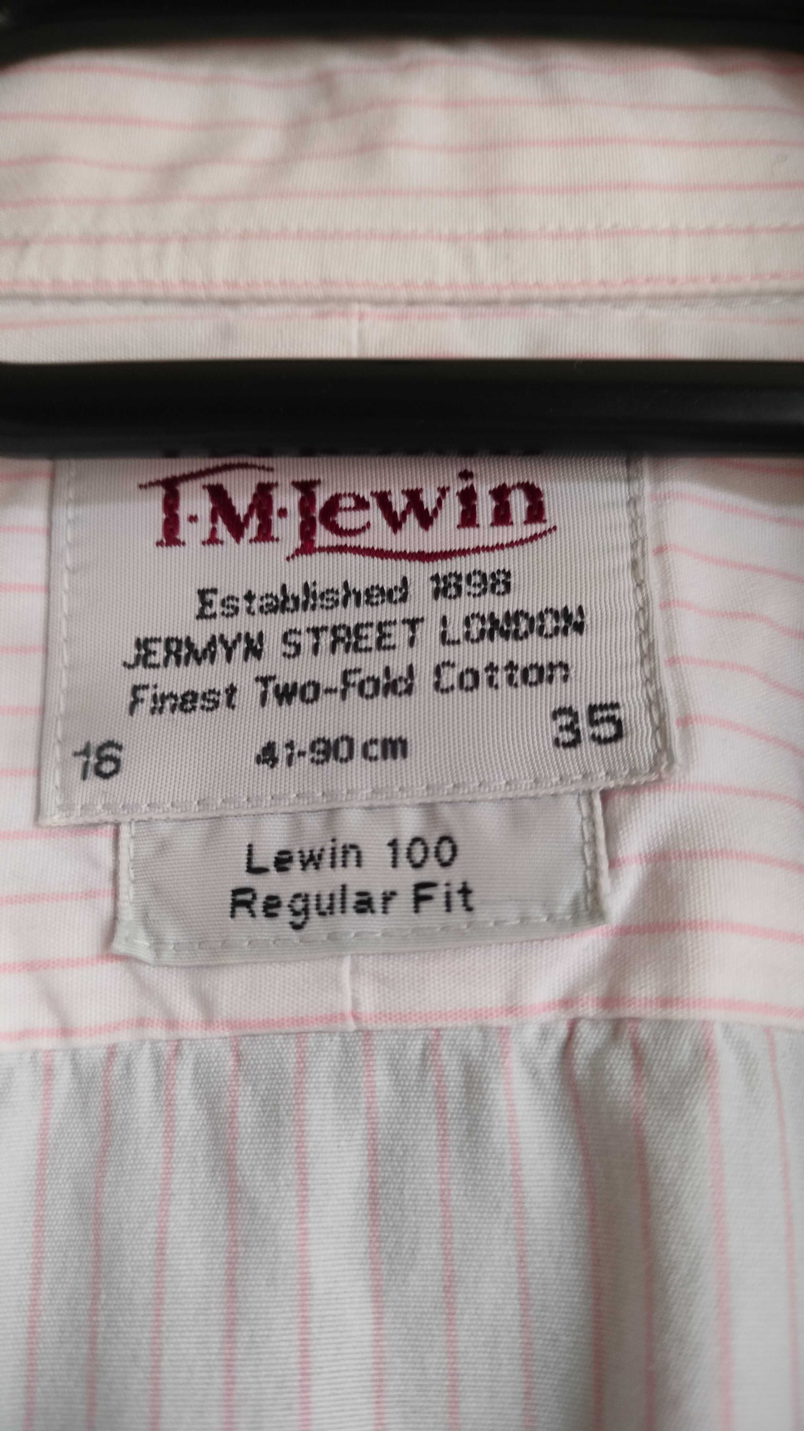TM Lewin koszula biała w różowe paski