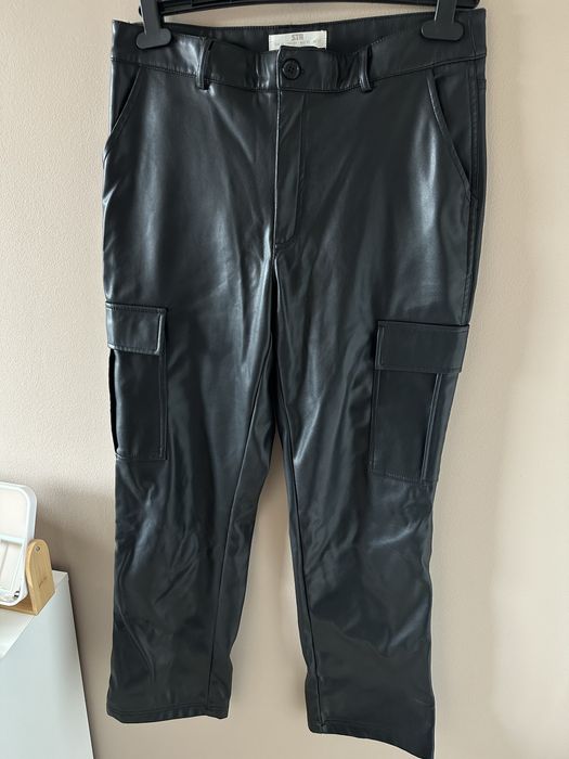 Skorzane spodnie proste L XL