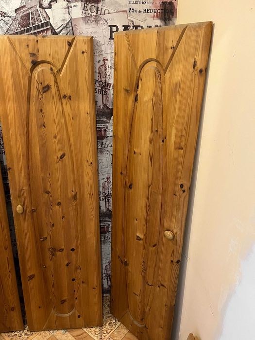 Drzwi sosnowe do szafy + lustro