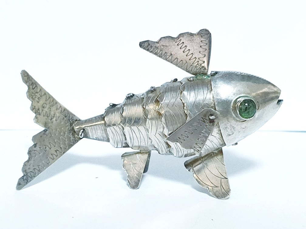 Lindissimo antigo peixe articulado em prata 925