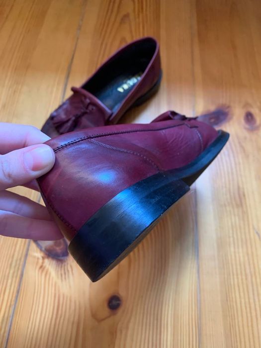 Трендові лофери на плоскій підошві (бордові)