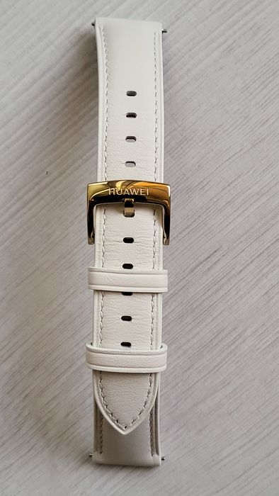 Pasek do zegarka Huawei 18mm kremowy oryginalny skórzany super stan