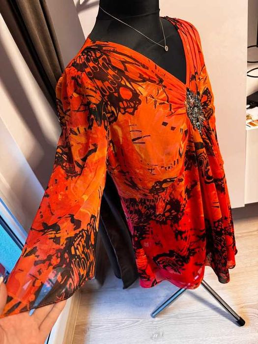 Pomarańczowa sukienka - bluzka trzy czwarte rękawy-Savoir rozm. XL-4XL