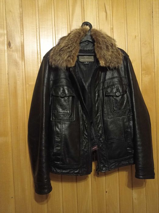 Зимня кожана куртка чоловіча осінь/зима 50 розмір