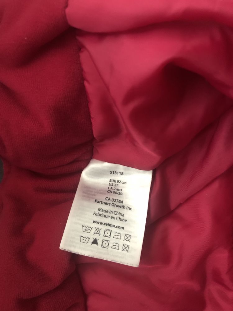 Reima spodnie zimowe przeciwdeszczowe różowe rozmiar 92