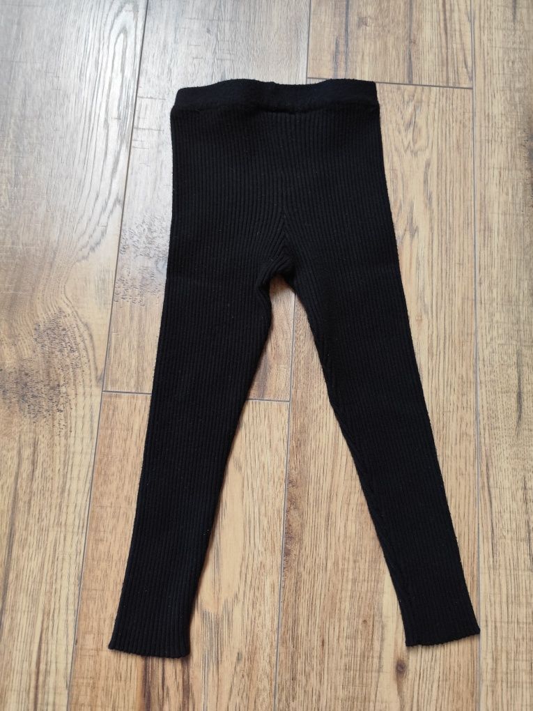 Legginsy 98 Zara mięsista prążkowana bawełna czarne klasyka