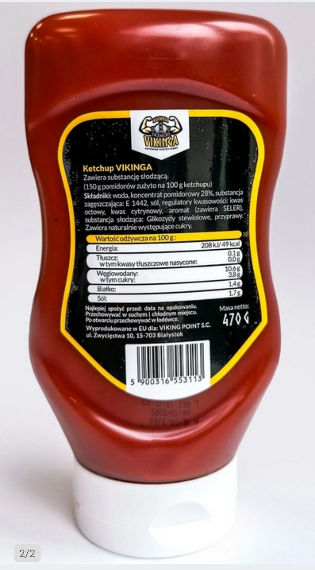 Ketchup Vikinga 470g - Kuchnia Vikinga bez dodatku cukru, Stenia!