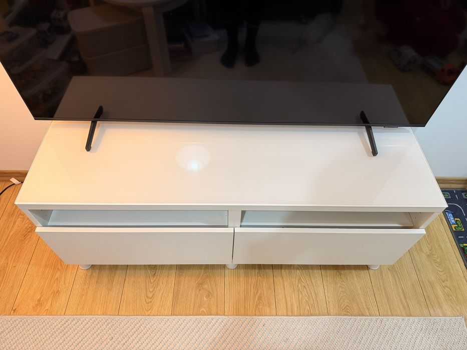 Biała szafka RTV z szufladami IKEA besta 120 x 40