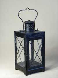 Stara metalowa lampa latarnia świecowa XIX w. zabytek techniki lampion