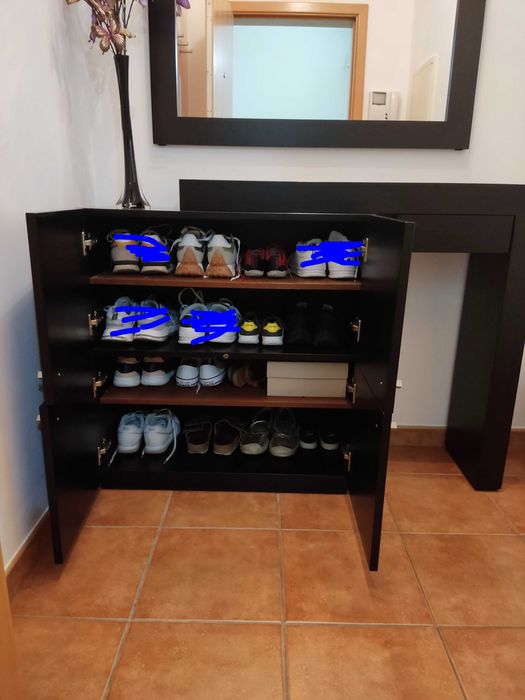 Móvel entrada Sapateira e espelho preto