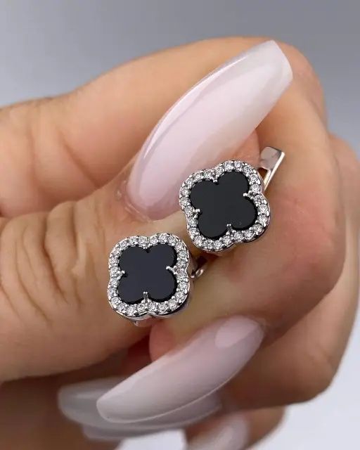 Набір Ван кліф Срібло Сережки Кольє Каблучка Браслет Van Cleef Клевер