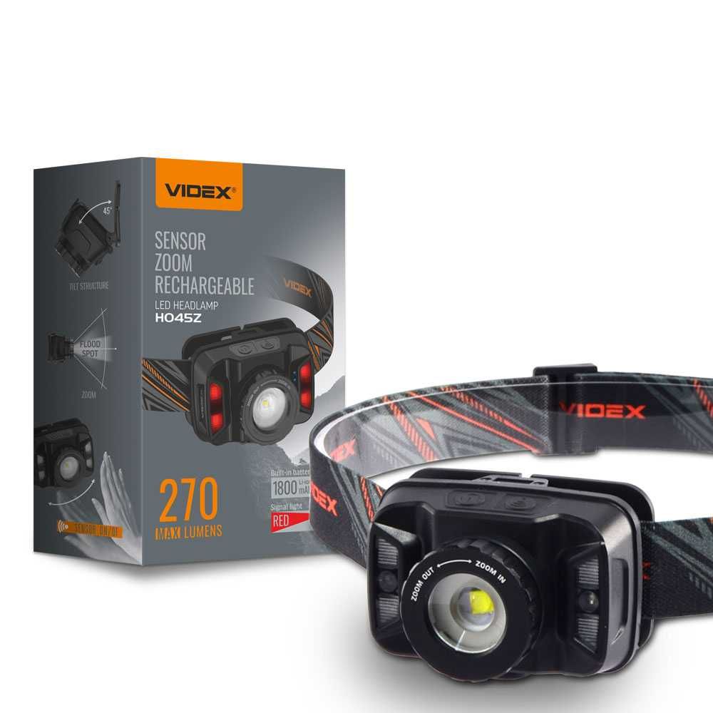 Якісний VIDEX налобний світлодіодний ліхтарик VLF-H045Z 270Lm з лінзою