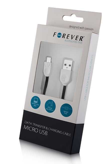 Kabel micro USB Forever silikonowy kolor: czarny długość: 1m