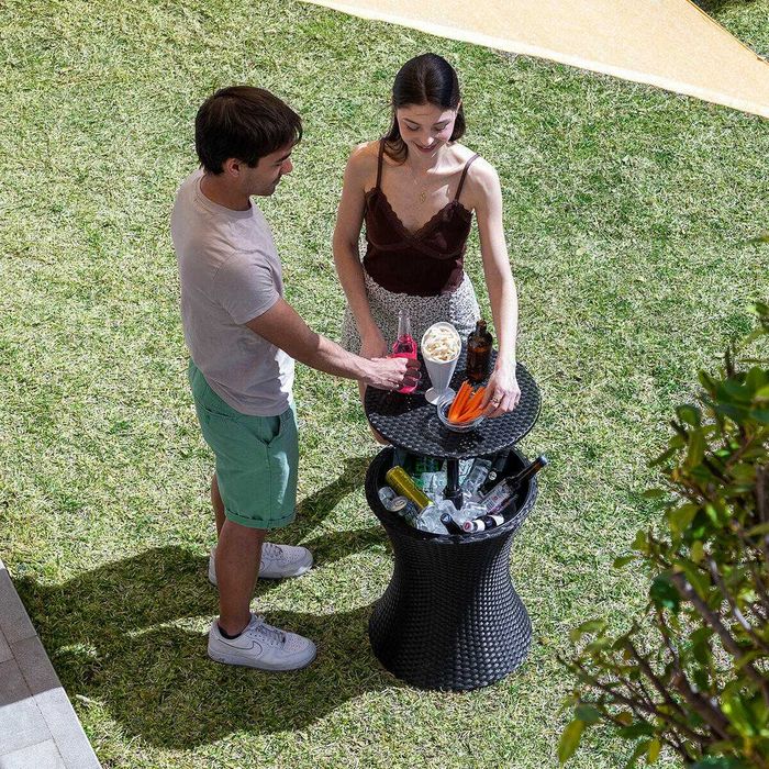Mesa Nevera 3 em 1 para Jardim – Altura Ajustável, 20L