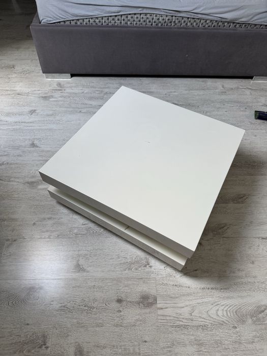 Stolik kawowy 75x75 biały połysk