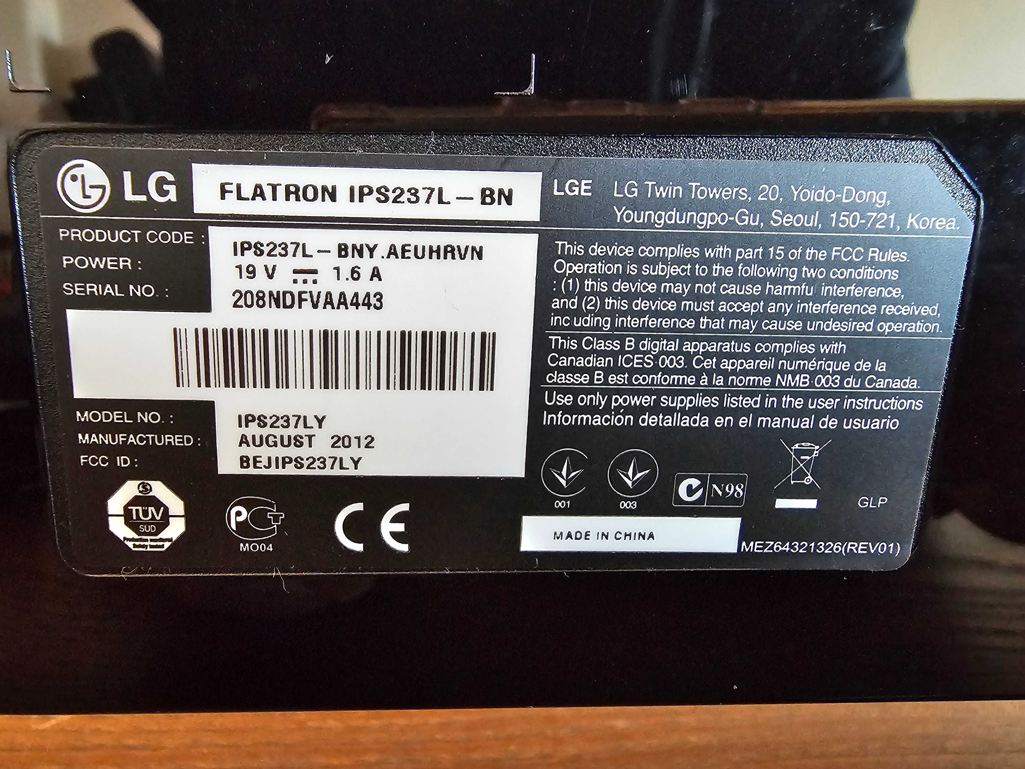 LG Monitor 23" IPS237 - BN