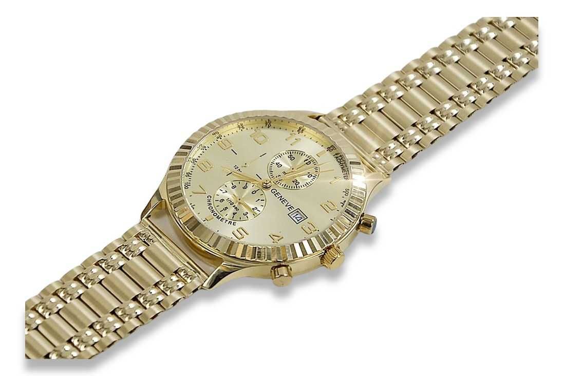 Złoty zegarek z bransoletą męski 14k włoski Geneve mw007y&mbw006y G