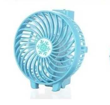 Портативный мини вентилятор ручной аккумуляторный, голубой
