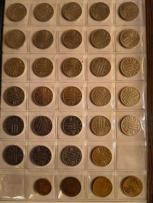 Zestaw monet austriackich z lat 1961 do 1994