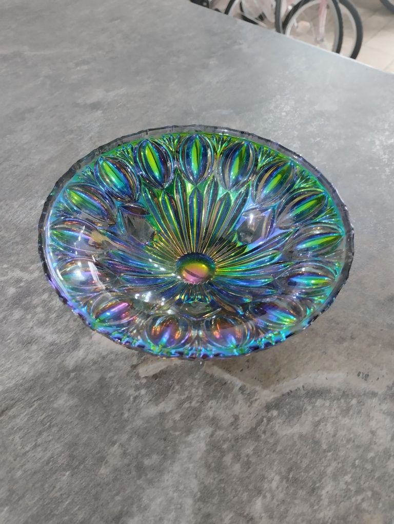 Kolorowe szkło Stara miska Carnival Glass