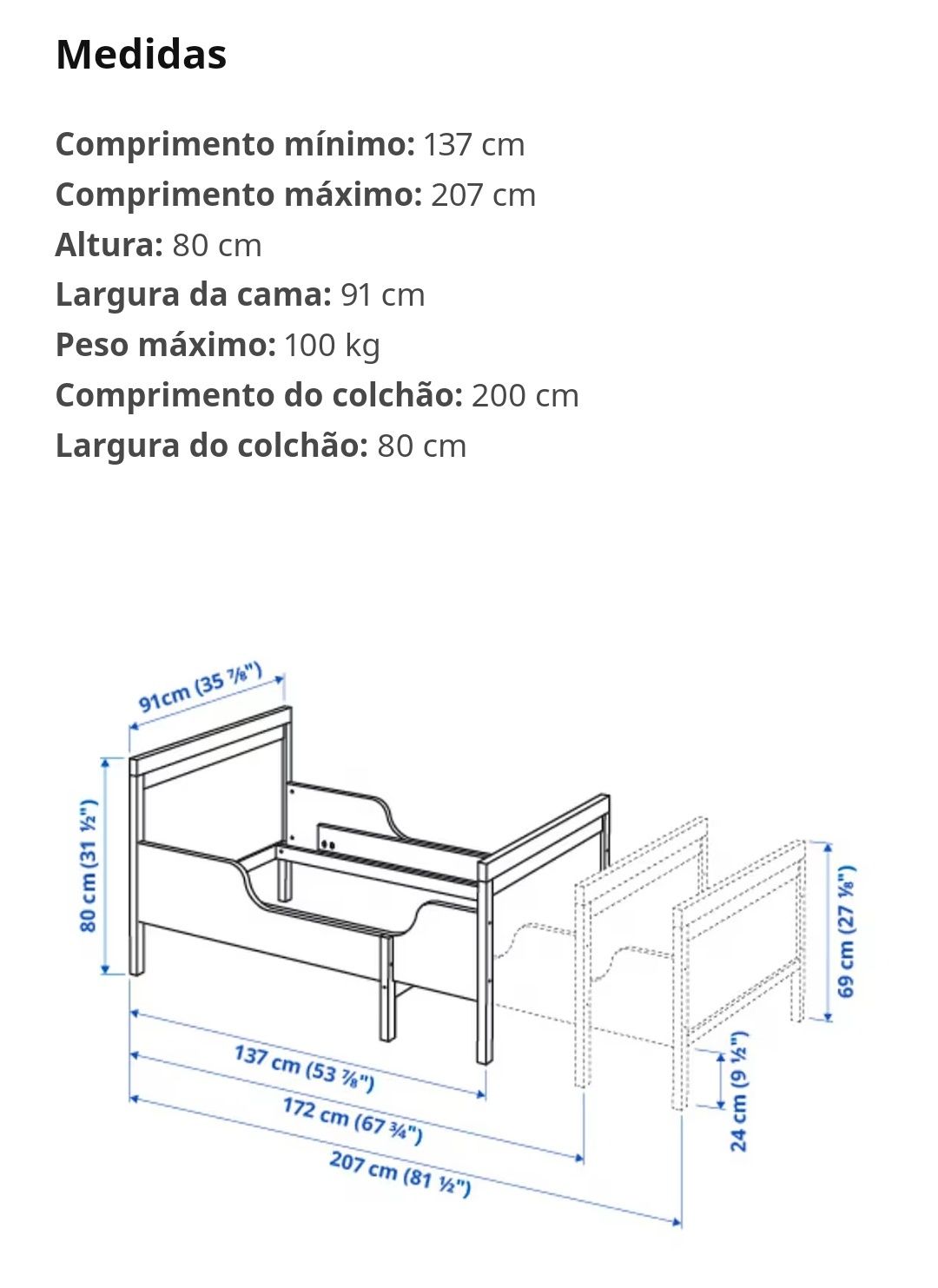 Cama extensível para criança ikea ( + oferta de colchão ikea)