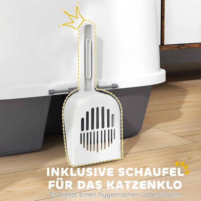 PawHut Kuweta dla Kota z Pokrywą i Łopatką, Zamykana, Kolor Biały