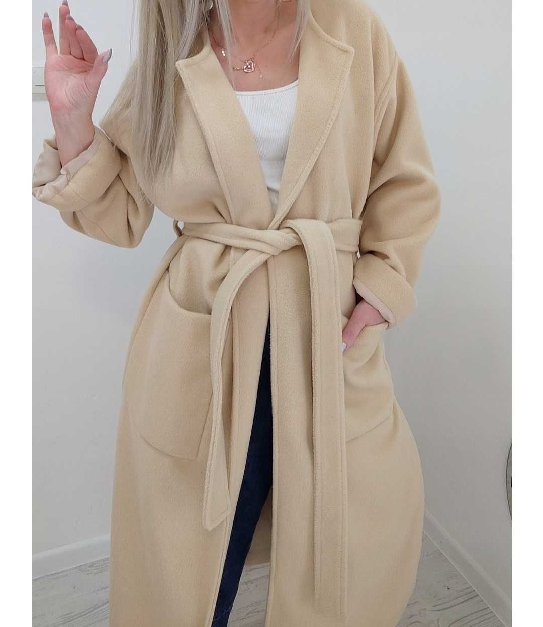Kolory SML Płaszcz Chanel damski kieszenie By o la la