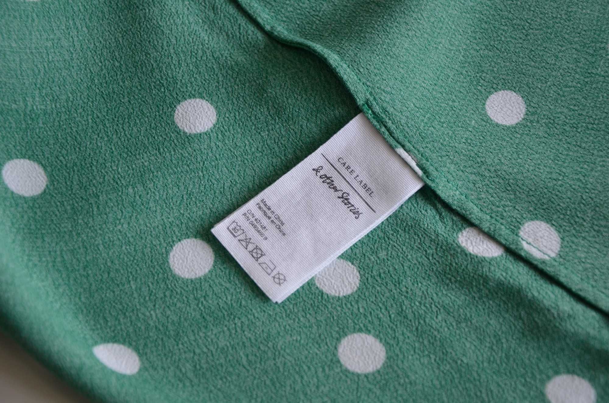 & Other Stories zielona kopertowa sukienka kropki groszki retro 36 S