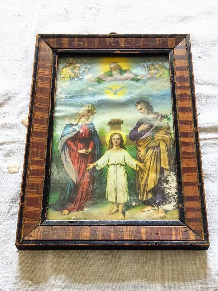 Quadro religioso década 1970 retratando a Sagrada Família