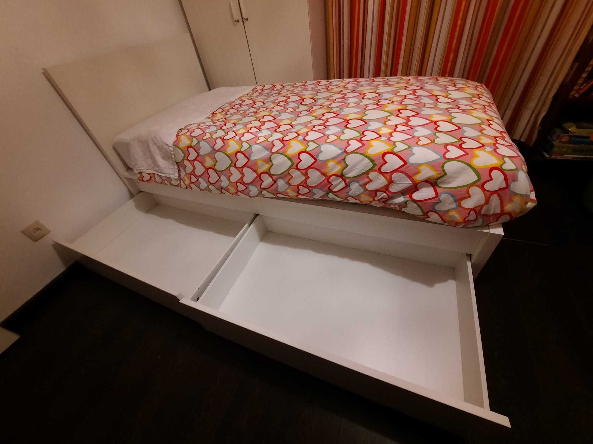 Cama IKEA MALM 90x200 Solteiro com 2 gavetas de arrumação - Côr Branca