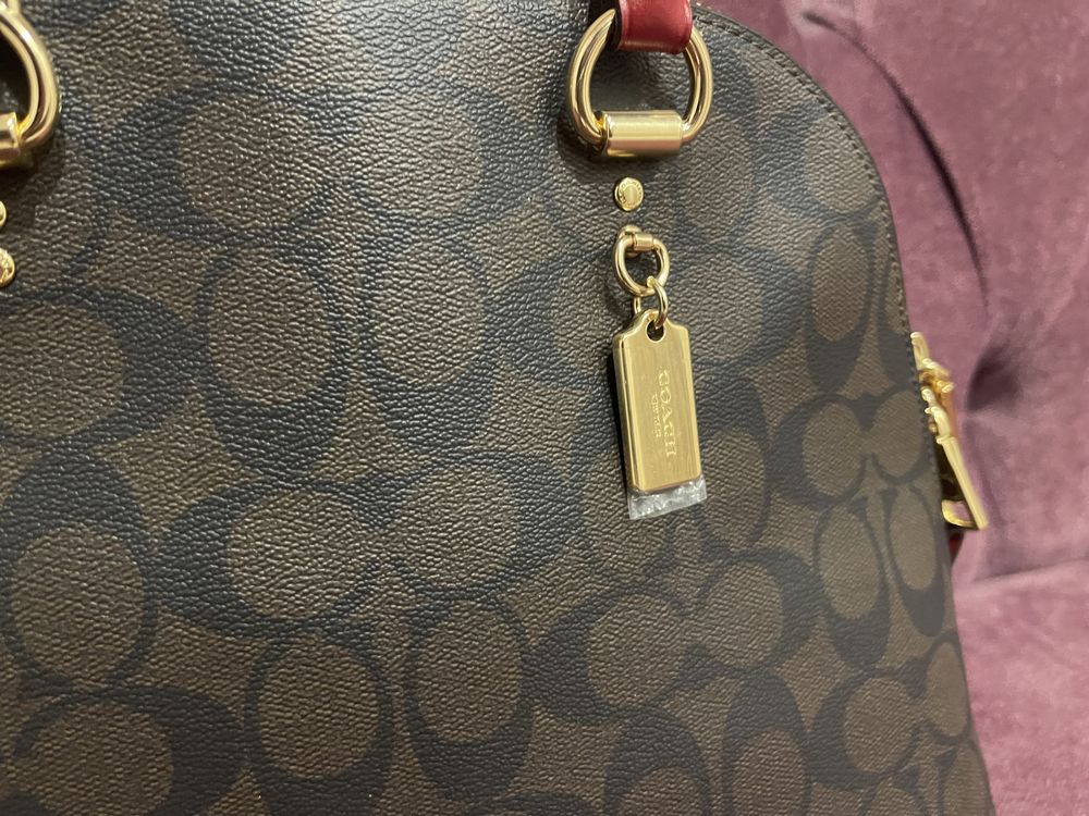 Coach Katy Satchel In Signature Canvas Gold/Brown 1941 Red