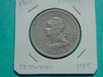 1255 - Angola: 50 centavos 1928 alpaca, por 5,00