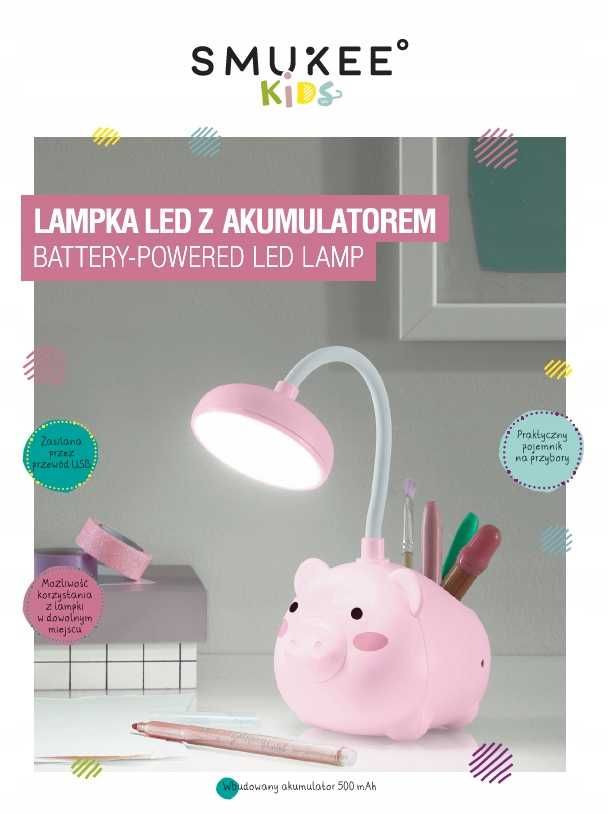 Lampka nocna LED Świnka przybornik Smukee