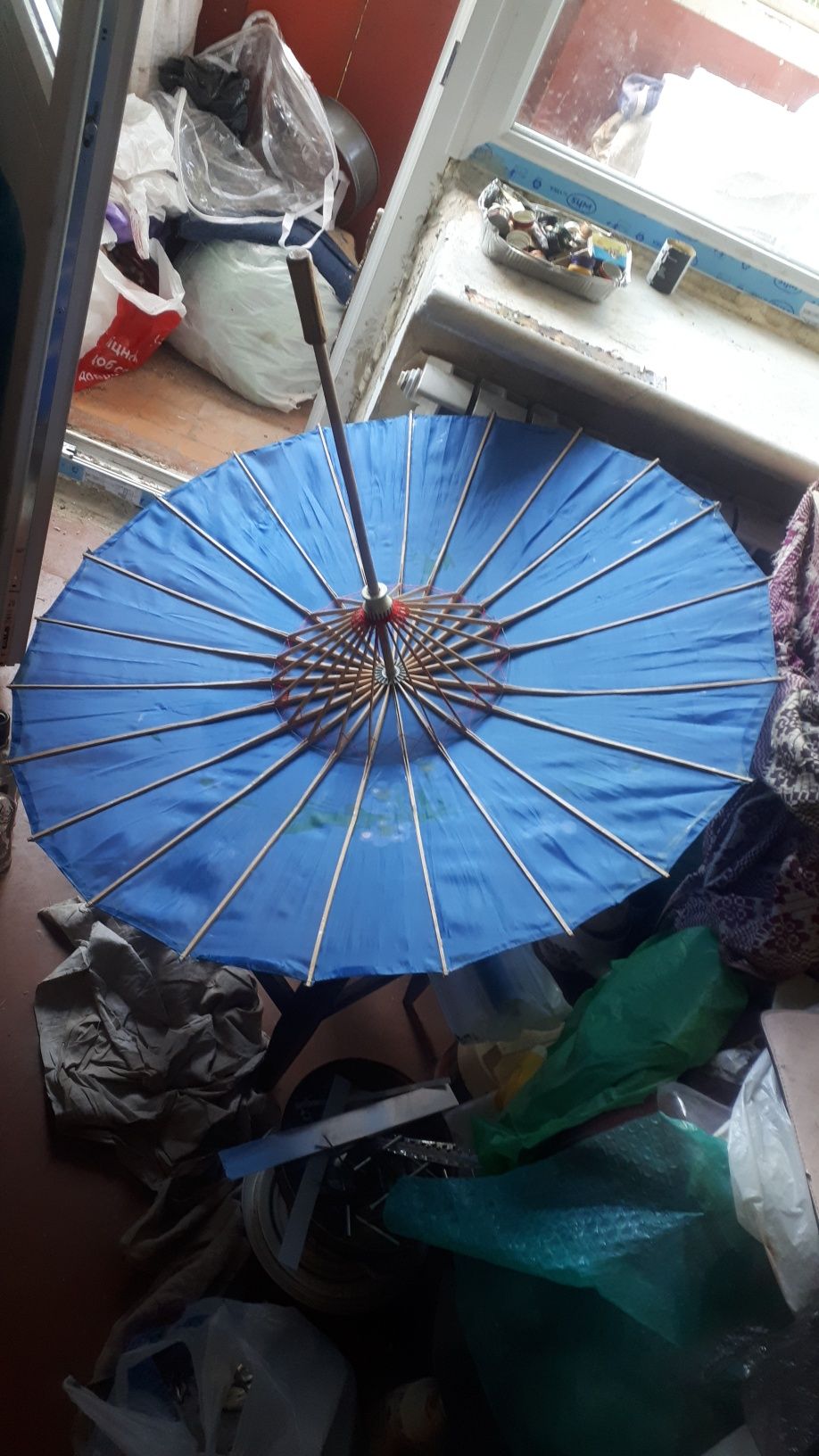 Деревянный зонтик  шёлк солнце  китайский прошлый век