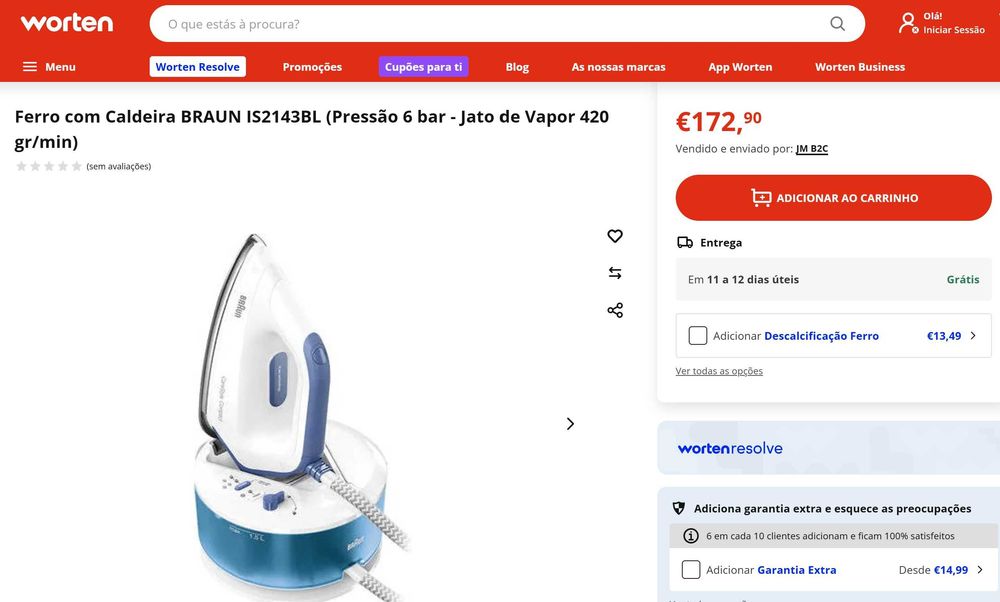 Ferro com Caldeira BRAUN Carestyle - Como NOVO