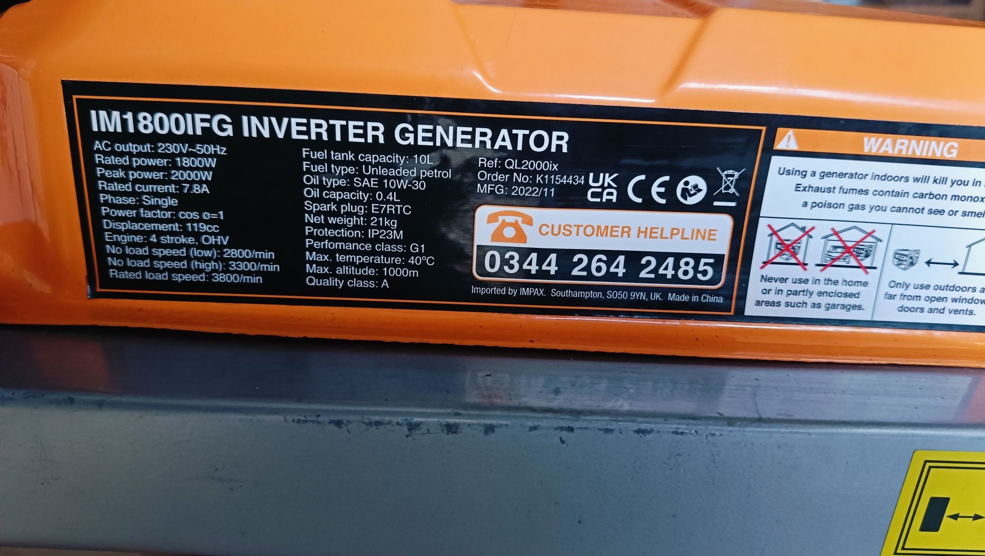 Agregat generator prądotwórczy inwerterowy 1800W Impax IFG