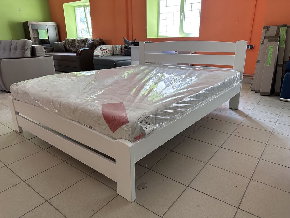 Ліжко двохспальне біле,кровать,двоспальне,дерево,матрац,Доставка