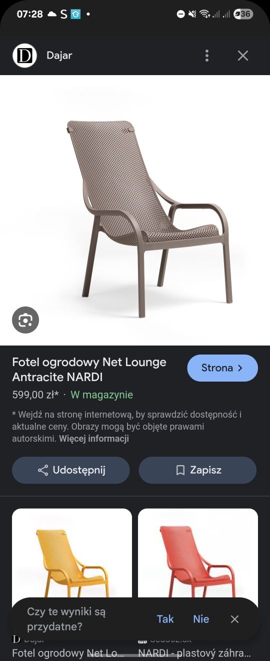 Krzesło ogrodowe nardi