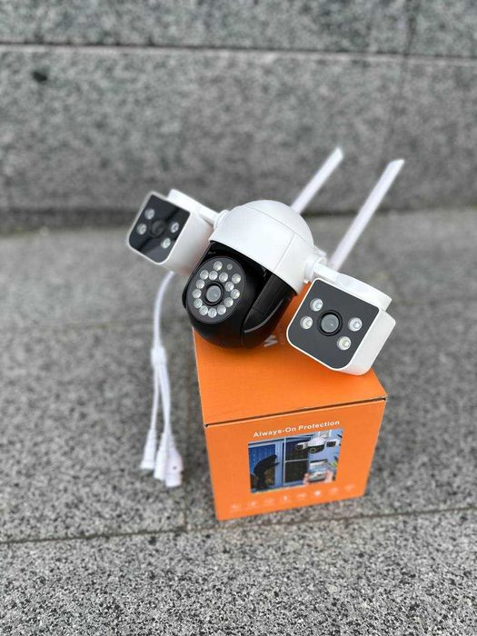 Вулична IP wifi Камера відеонагляду на три лінзи V380 SC05 потрійна